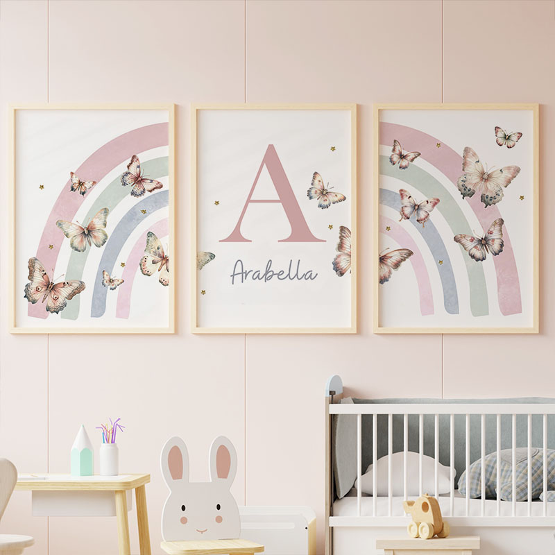 Różowa tęcza motyl niestandard – Baby Nursery Decor Girl recenzja i cena